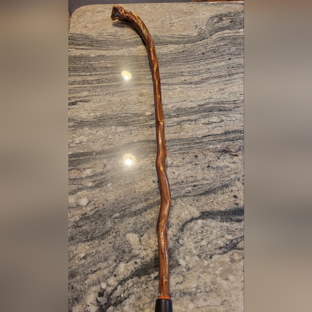 Vintage Hand Carved Natural Wooden Cane Walking Stick 32"